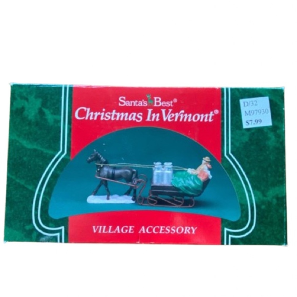 1994 Christmas In Vermont Santa's Best Village Accessory Horse pulling sleigh